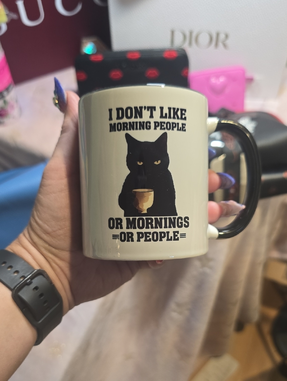 Cat morning coffee cup